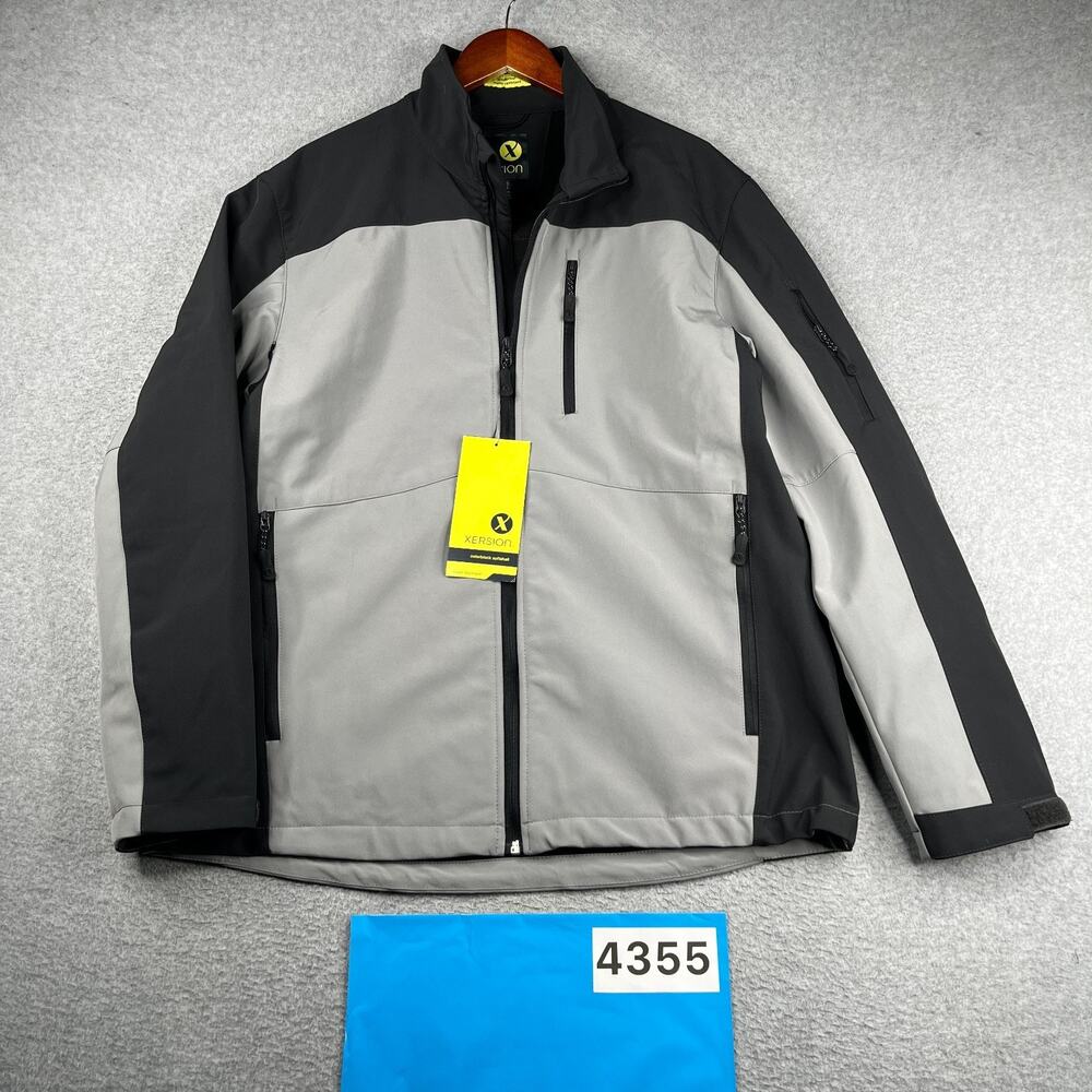 Xersion Colorblack Softshell Jacket Water Resistant Full Zip Windproof Men L NEW